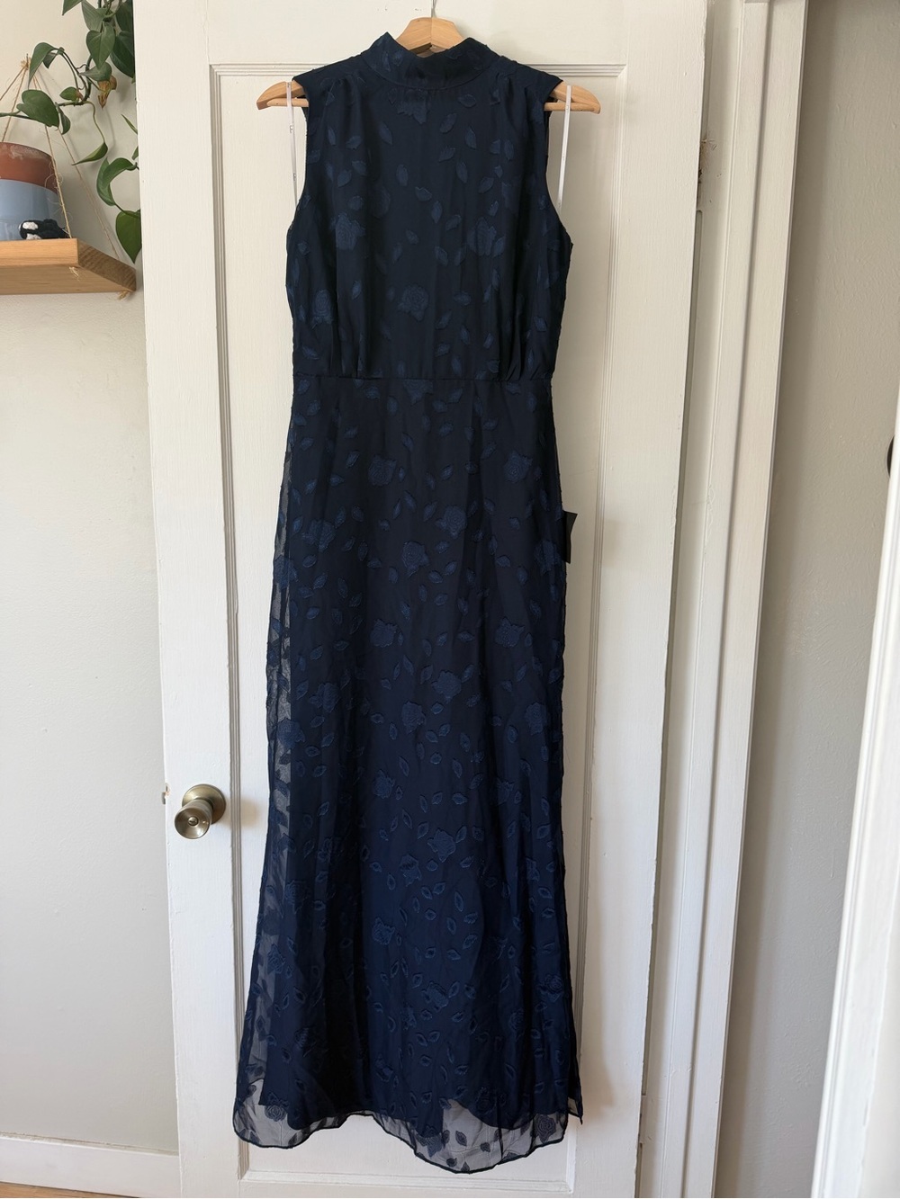 Lulu's Navy High-Neck Sleeveless Floral Full-Length Dress